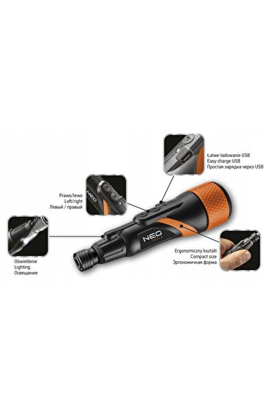 NEO Tools Șurubelniță electrică cu acumulator micro-USB 3,6V, Li-Ion, cutie d...