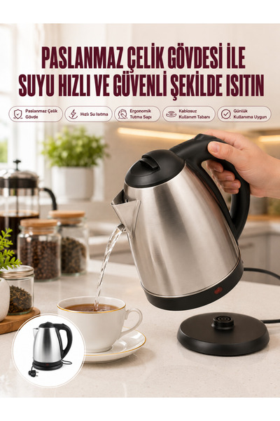 Lisinya Steel Water Heater Kettle Durable Stainless Steel Long Lasting -