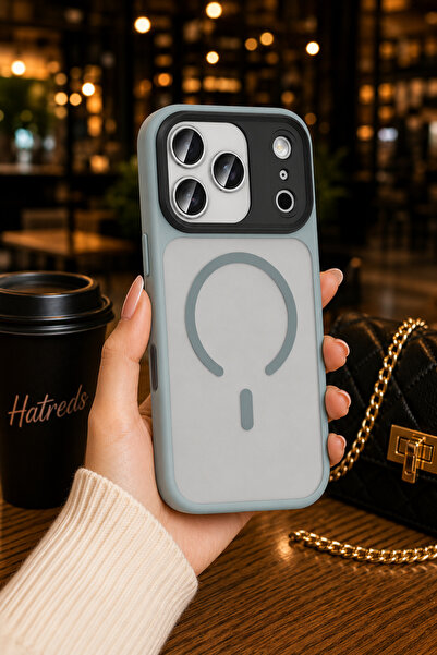 Hatreds iPhone 17 Pro Max Uyumlu MagSafe Mat Arka Yüzey Kılıf Gri