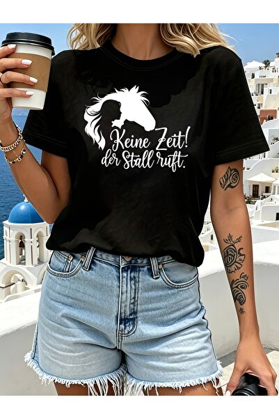 Ekim11 فستان نسائي بتصميم "Keine Zeit!" تي شيرت "Der Stall Ruft" - "لا وقت! "...