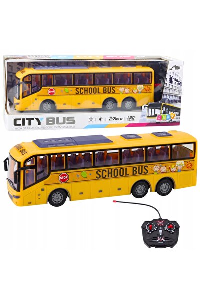 LeanToys Autobuz școlar RC telecomandat 1:30 cu lumini, galben