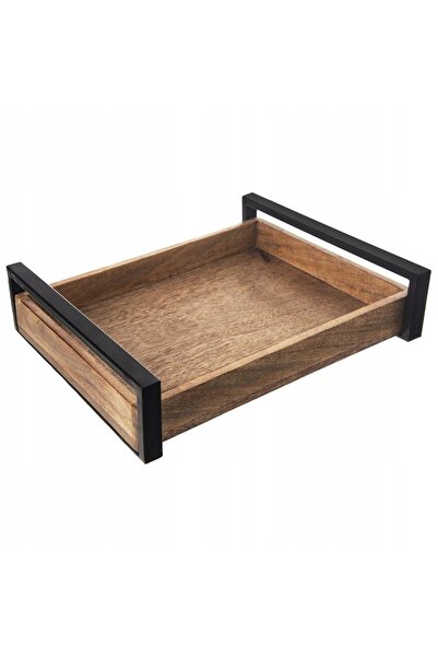 Orion Tavă pentru servirea micului dejun, din lemn și metal, 35,5x27cm