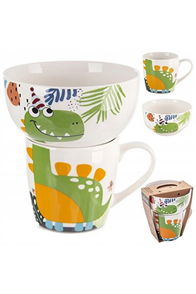 Orionis Set cană și bol pentru copii, din porțelan, cu dinozauri, ORION, 2 pi...