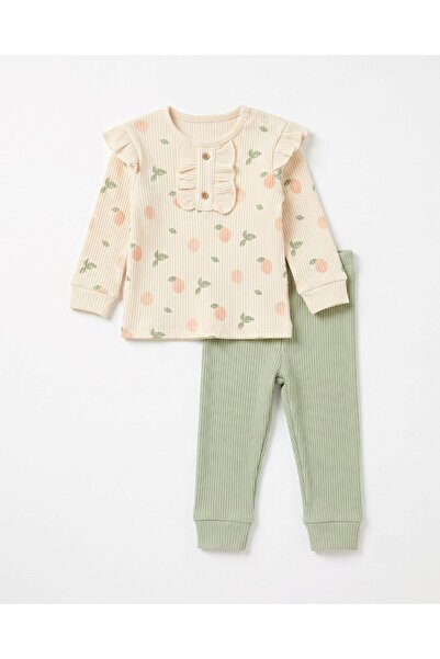 Egelite 100% Cotton 0-3-6-9-12 Months Baby Girl Ribbed Ruffle Detailed Thin S...