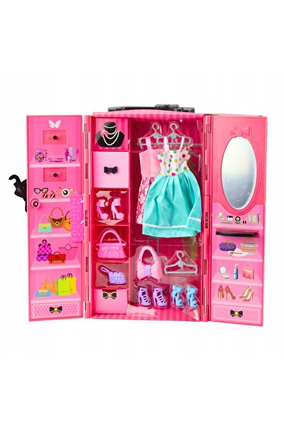 LeanToys Păpușă cu dulap roz și accesorii