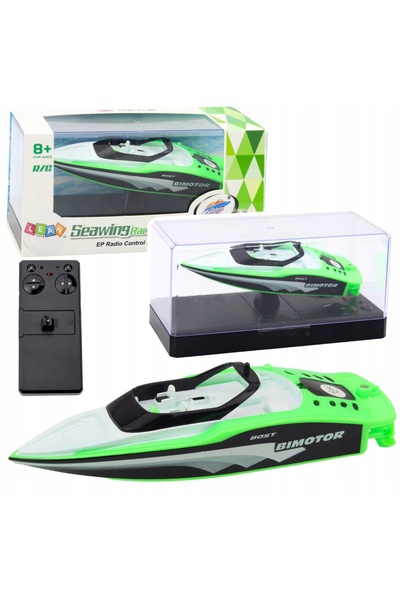 LeanToys Barcă cu motor telecomandată RC alb-verde 15cm