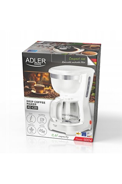 adler Cafetieră espresso compactă 0,6 L, cu placă de încălzire și carafă de s...