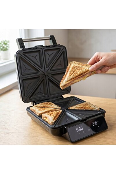 Adler Europe Aparat 4 în 1, 2200W, pentru grătar, sandvișuri și panini, cu co...