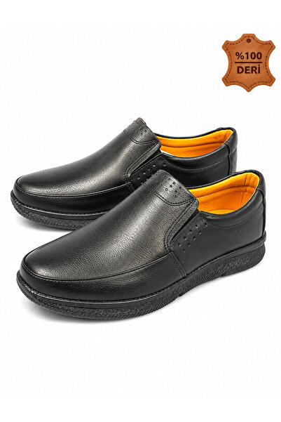 SPOKEN Ayakkabı & Kemer Genuine Leather Flexible Poly Sole Casual Black Shoes