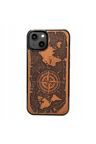BewooDesign Husă din lemn Bewood pentru iPhone 15 RÓŻA WIATRÓW MERBAU