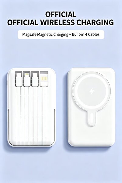 Bleco 15W magnetic wireless power bank, with built-in 4 data cables, foldable...