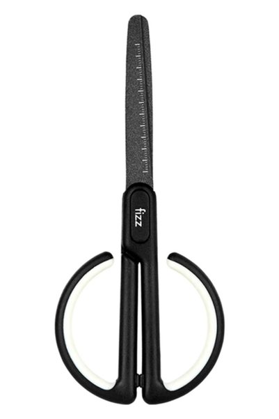 Fizz ψαλίδι FZ212003-W με χάρακα, μεταλλική λεπίδα, 17cm, μαύρο-λευκό