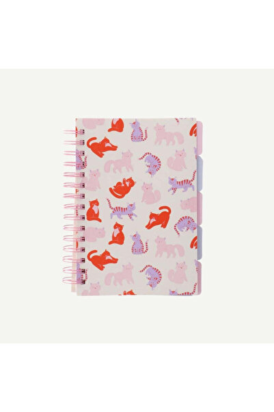 Flying Tiger Copenhagen Kedi Desenli Sekmeli Spiral Pembe Defter