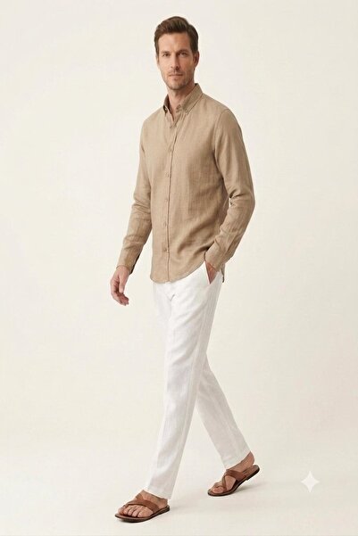 Twister Jeans Men's Button-Down Collar 100% Linen Breathable Cool Comfortable...