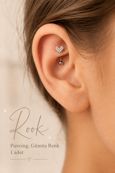 Sacce Scarves&Accessories Zirkon Taşlı Kalp Rook Piercing