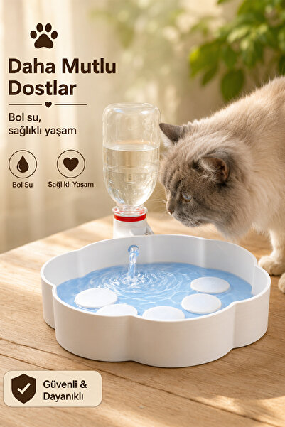 İBERİALHOME Otomatik Kedi Su Kabı | Hazneli Kedi Su Kabı | Yerçekimli Otomati...