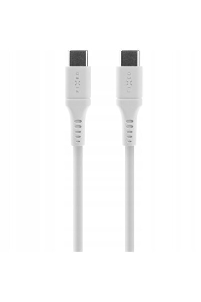 NO BRAND Cablu siliconic USB-C - USB-C FIXED 60W 0,5 m Alb