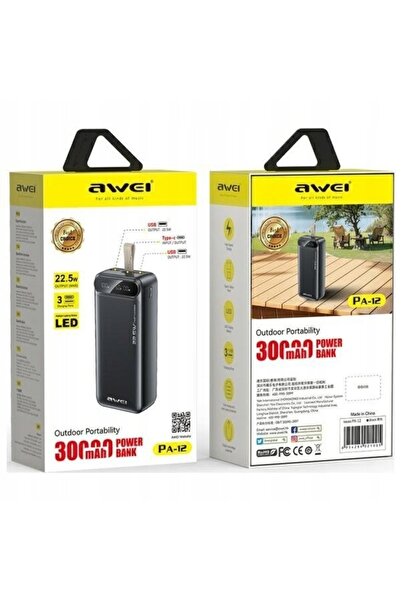 innature Powerbank AWEI PA-12 30000 mAh 22.5W Negru