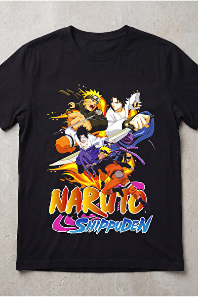 Silkensoul Naruto Sasuke Anime Printed Standard Cut Unisex Tshirt