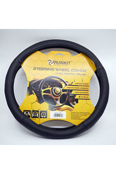 RUNKIT Steering wheel cover synthetic Leather Black (37-39 cm)