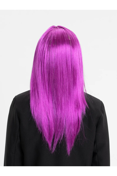 Generic Brand Perucă de petrecere lungă, dreaptă, de culoare fucsia, croială
