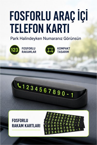FLY LIFE In-Car Parking Number Display - Hidden Phone Number Card, Compact Design (1 Piece)