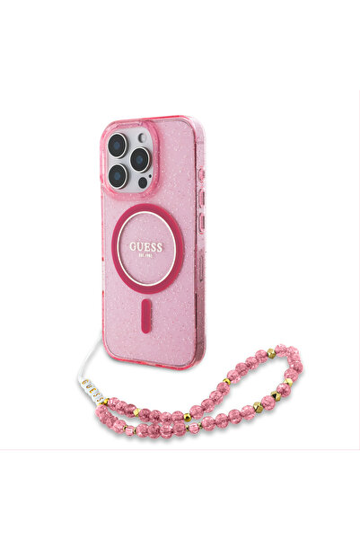 OEM Guess Magsafe “Glitter with Pearl Strap” Hard Case Θήκη προστασίας από σκ...