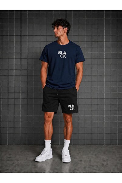 zeag Men's T-Shirt and Shorts Set with Black Printed Design