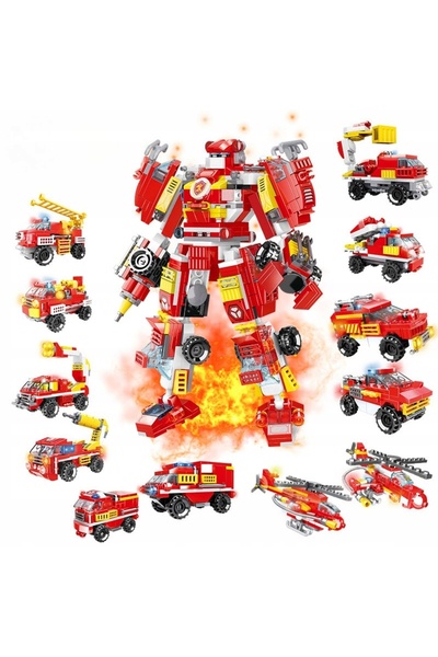 NO BRAND WOMA Piese de construcție din plastic Robot de pompieri C0651A-DS
