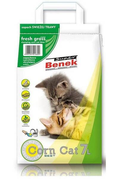 NO BRAND Gresie pentru pisici SUPER BENEK Corn Cat Fresh Grass 7 L