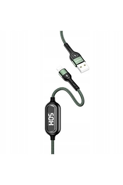 NO BRAND USAMS Cablu împletit U48 Lightning 1,2m 2A Încărcare Rapidă LED verde