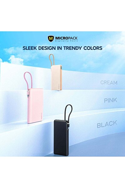 Micropack PB-C10 10000mAh 22.5W Fast Charging Power Bank with Built-in USB-C ...