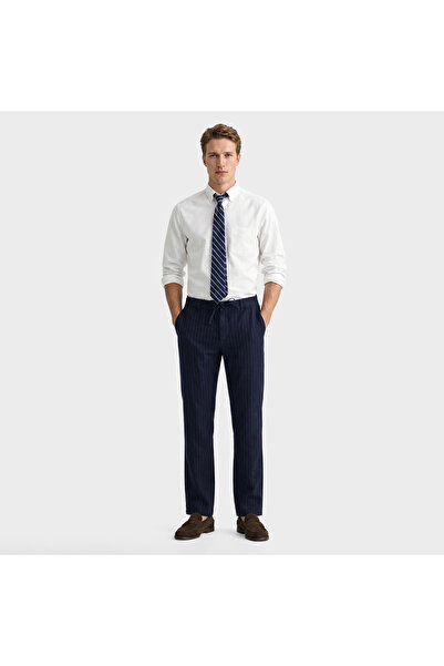 Gant Erkek Lacivert Regular Fit Çizgili Pantolon