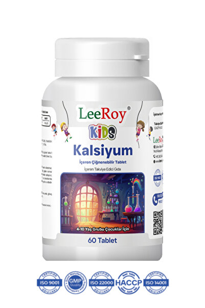 LeeRoy Kids Kalsiyum İçeren Çiğnenebilir Tablet Takviye Edici Gıda 60 Tablet