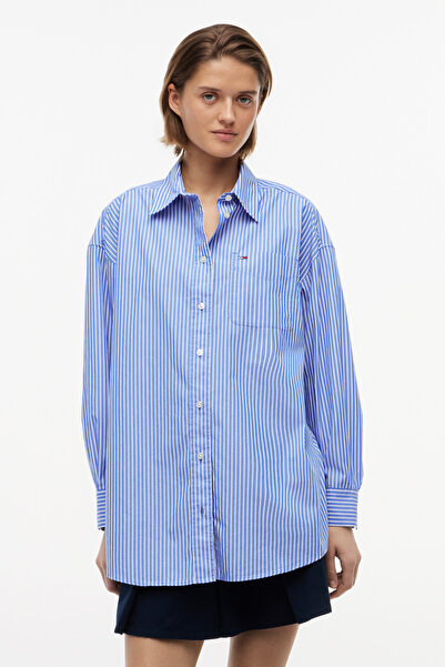 Tommy Hilfiger Tjw Women's Oversize Essential Noble Blue/Striped Shirt Ext