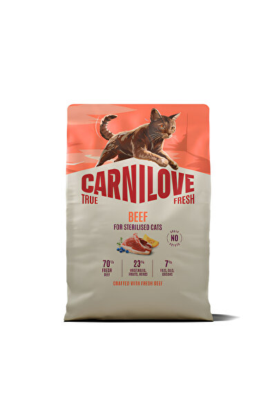 Carnilove طعام جاف للقطط من ترو فريش بنكهة اللحم البقري للقطط المعقمة 2 كجم