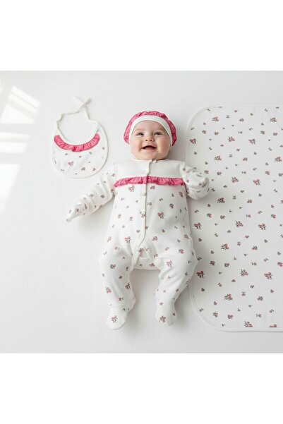 MİLAYS LİFE HOME COLLECTİON بطانية مزينة بالزهور للفتيات من 0-3 أشهر، 100% قط...