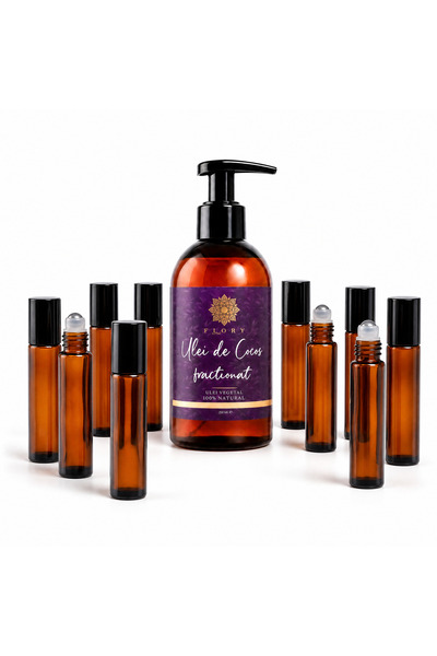 FLORY Top Bottom Set of Fractionated Coconut Oil / Caprilis 250 ml and 10 bro...