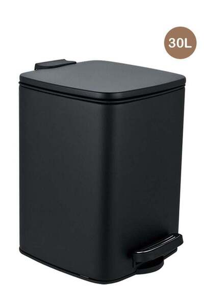 Trust Stainless Steel Trash Bin 30 Liter Black Anti-Fingerprint & Soft Close Lid