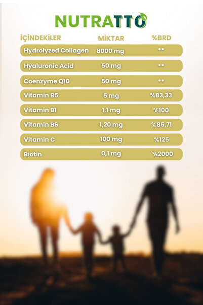 nutratto Hidrolize Kolajen Takviyesi Hyaluronik Asit ve Q10 İçeren 15 Saşe C Vitaminli Portakal Aromalı
