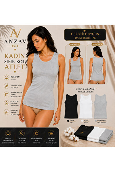 AV ANZAV 1574 Women's Cotton Zero-Sleeve Undershirt – Soft Textured Casual Ba...