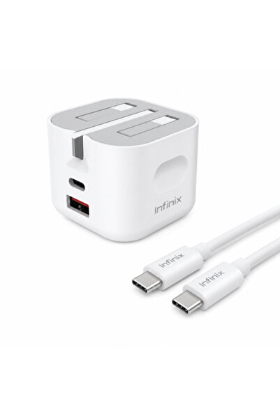 INFINIX PD Fast Charger 20W 1A1C XC20UK2+XDC63 with Type-C Cable - White