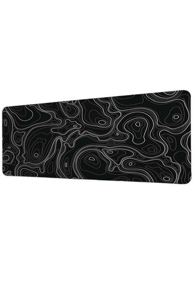 gxe.art Black and White Topographic Map 40X90 cm Gaming Mousepad Non-Slip Bas...