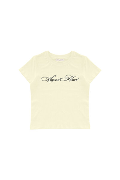 lethestudios Sacred Heart Baskılı Baby Tee Crop Top
