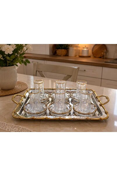 FTH DİZAYN Çay seti Golden style 6 kişilik 13 parça çay seti