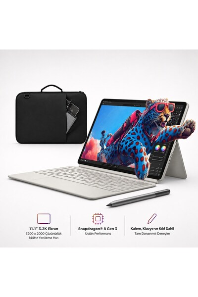 LENOVO Klavye, Kılıf ve Kalemli 11,1 İnç 3,2K 144 Hz Dokunmatik Tablet, 12 GB...