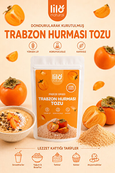 Lilo Natural Freeze Dried Trabzon Hurması Tozu 50 g - %100 Trabzon Hurması - Dondurularak Kurutulmuş Meyve Tozu