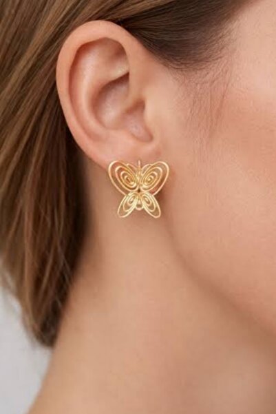 Nazellaa Gold Plated Butterfly Füsun Earrings