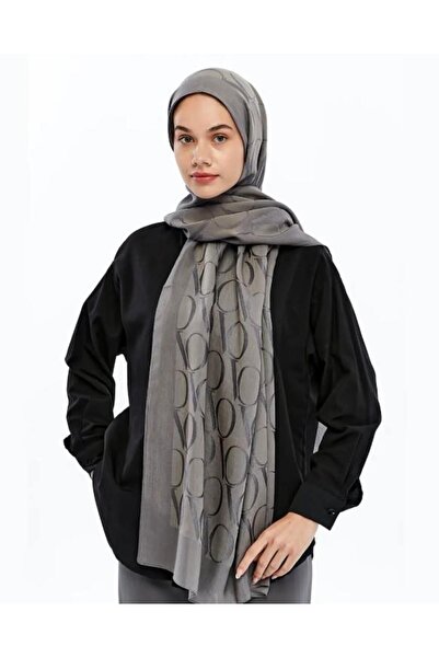 Valentino Orlandi Alia Shawl - Vo Motif Pattern - Dark Gray