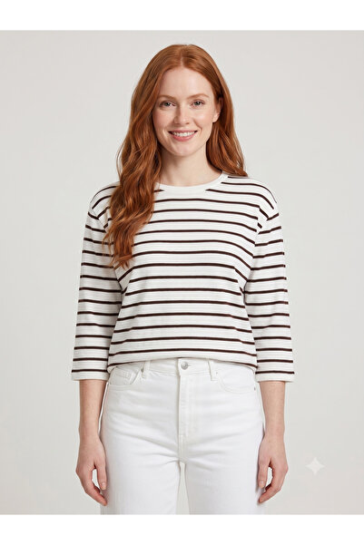 Neden Tekstil Women's Striped Long Sleeve Knitwear Blouse